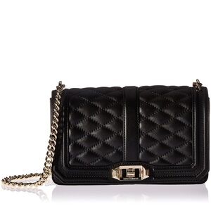 Rebecca Minkoff Love Quilted Black Leather shoulder bag gold tone hardware